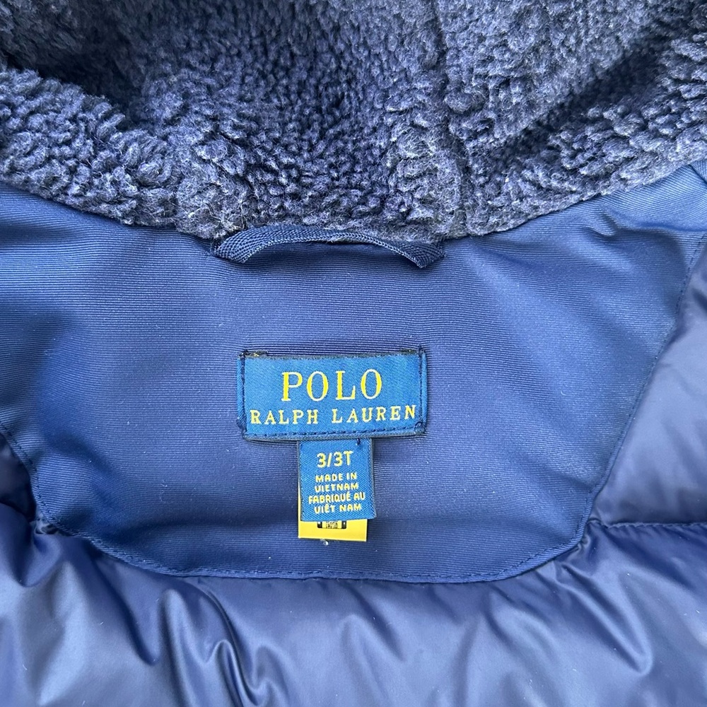 Polo by Ralph Lauren Blue Puffer Jacket with Faux Fur Hood - Picture 5 of 7